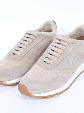 New Giorgio Armani Black Label sneakers shoes 8 US 9 wool suede $995 beige